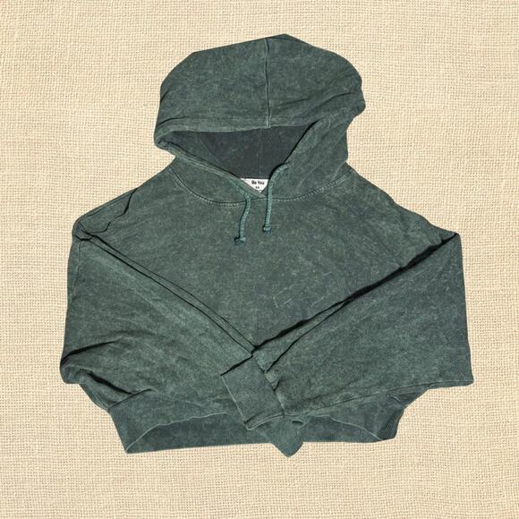 Green Marble Style Design Cropped Hoodie - Picture 1 of 3